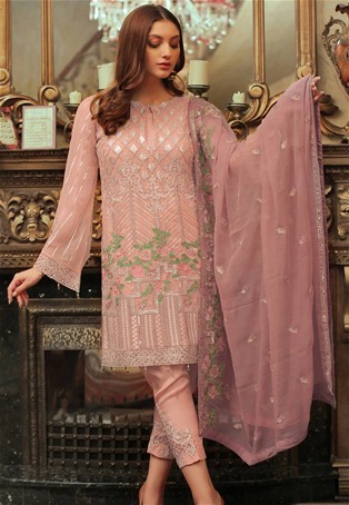 pink foux georgette pakistani salwar kameez