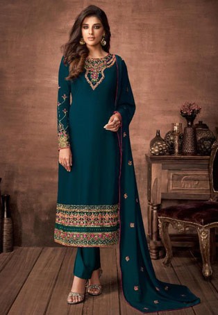 firozi georgete palazzo salwar kameez