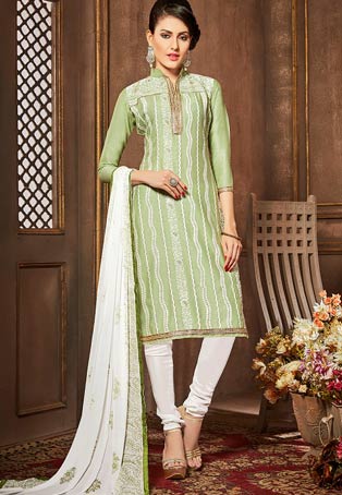 light green glace cotton casual wear salwar kameez