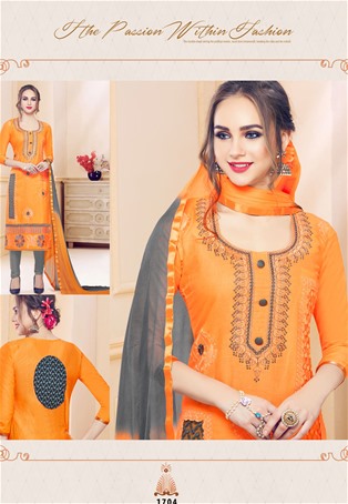 orange glass cotton zari work salwar kameez