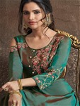 green soft tapeta silk gown style salwar kameez