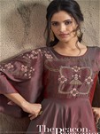 brown soft tapeta silk gown style salwar kameez