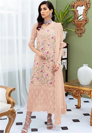 pink heavy net embroidered salwar kameez