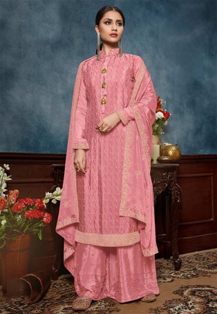 light pink chinnon sharara pakistani salwar kameez