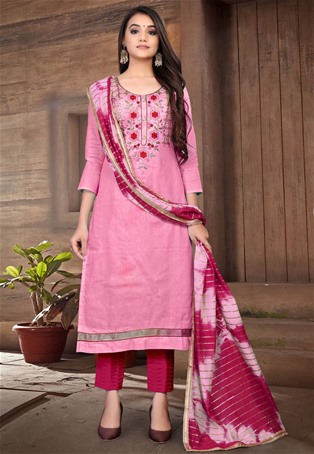 pink glass cotton straight pant salwar kameez