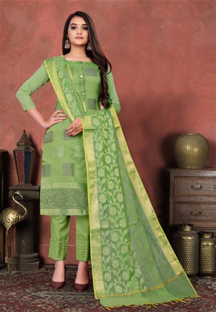 green banarasi silk straight pant salwar kameez