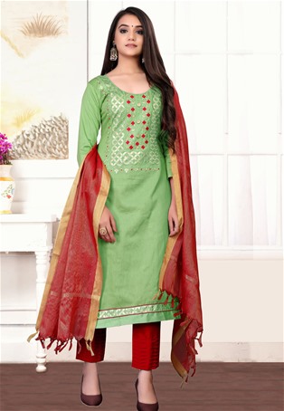 green glass cotton straight pant salwar kameez