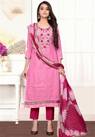 light pink glass cotton straight pant salwar kameez