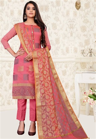 pink banarasi jacquard straight pant salwar kameez