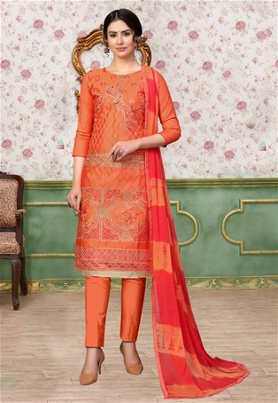 orange glass cotton straight pant salwar kameez