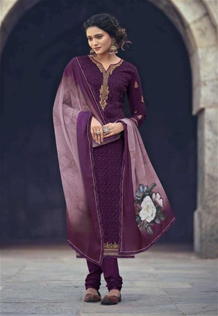 purple faux georgette pakistani salwar kameez