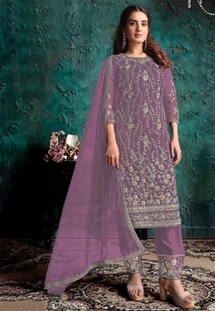 purple soft net pakistani salwar kameez