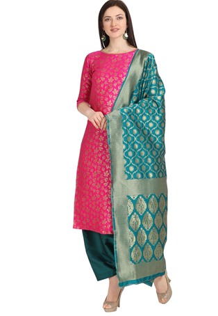 pink weaving jacquard straight pant salwar kameez