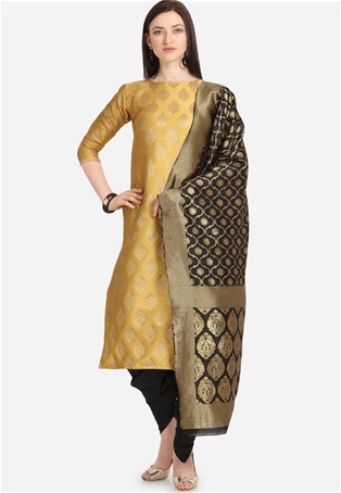 yellow weaving jacquard straight pant salwar kameez