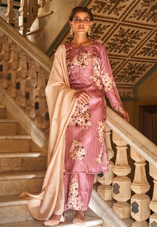 pink art silk palazzo salwar kameez