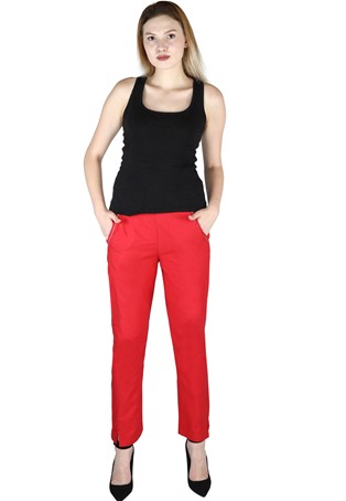 red cotton bottom trouser