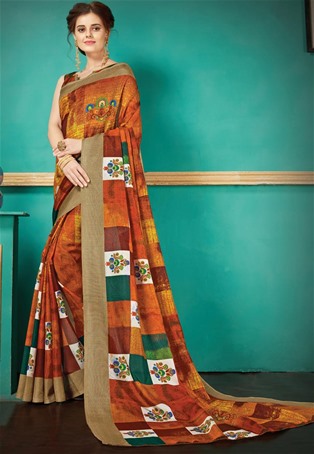 multi pashmina silk printed saree