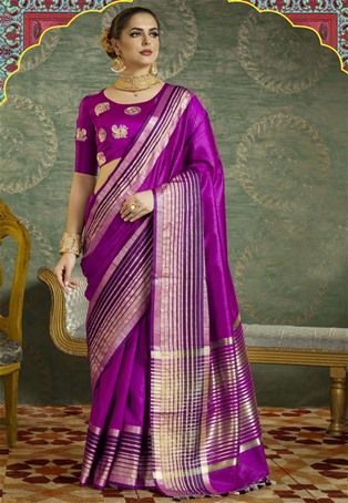 magenta handloom silk designer saree