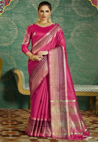pink handloom silk designer saree