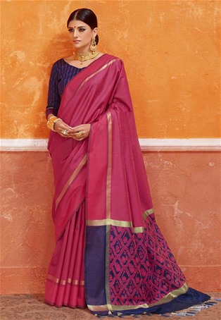 pink handloom silk designer saree