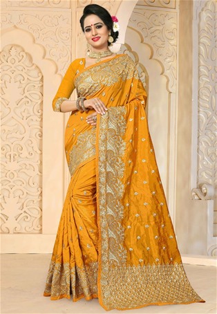 gold zoya art silk designer saree