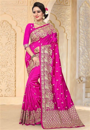 rani pink zoya art silk designer saree