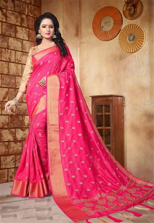 pink silk designer saree