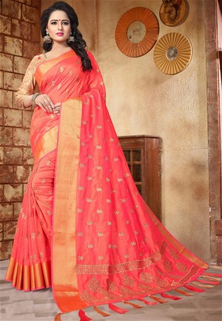 pink silk designer saree