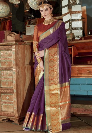 purple silk traditional saree
