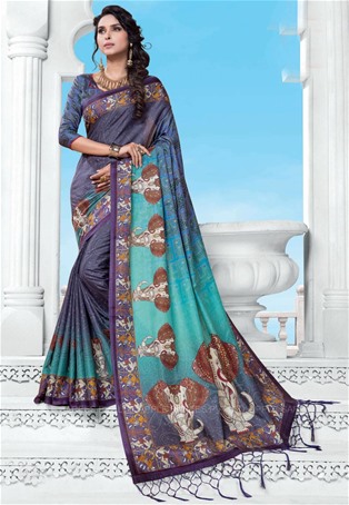 multicolor manipuri silk printed saree