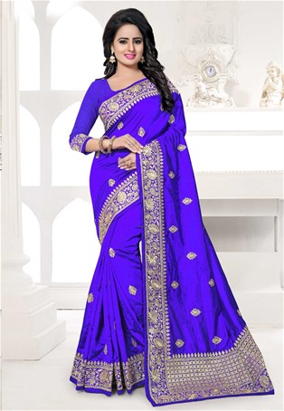 royal blue zoya art silk designer saree