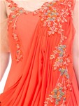 orange saree drape gown