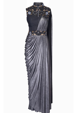 draped cocktail gown saree