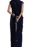 blue crepe silk draped sari