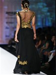 black gold embroidered draped sari