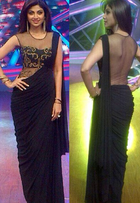 black draped saree