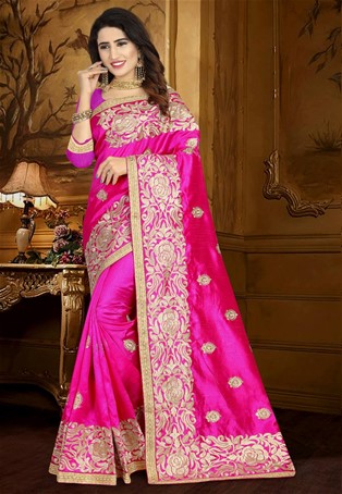 pink zoya art silk designer saree