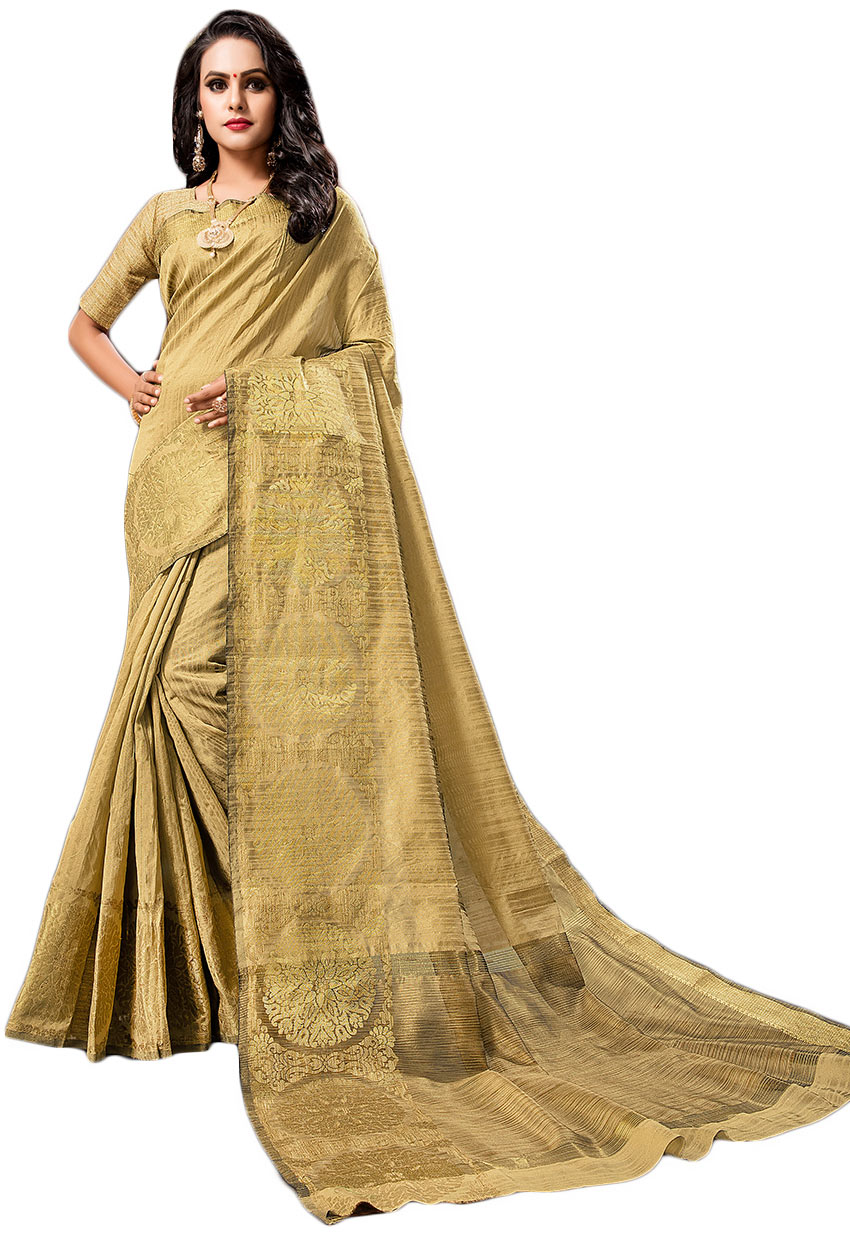 Golden Cotton,Silk Designer Saree : sregd23
