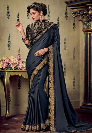 black art silk wedding saree