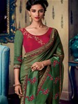 two tone green art silk wedding saree