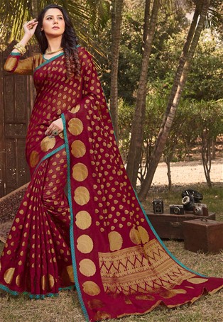 maroon handloom silk latest saree