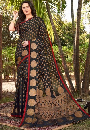black handloom silk latest saree