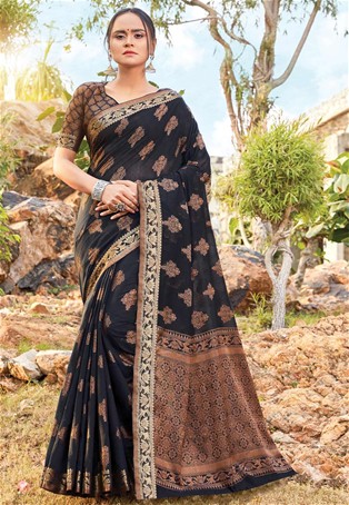 black cotton handloom latest saree