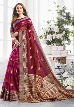 maroon cotton handloom designer saree