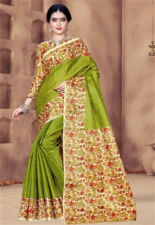 green khadi silk designer saree
