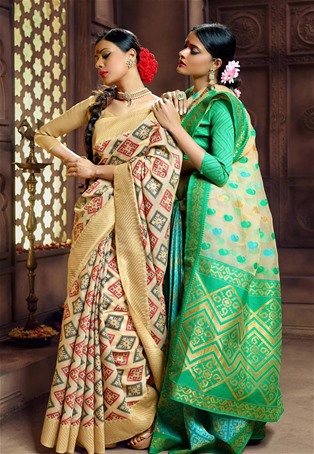 green pure banarasi silk saree