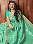 silk designer saree in green color