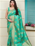 silk designer saree in sea green color