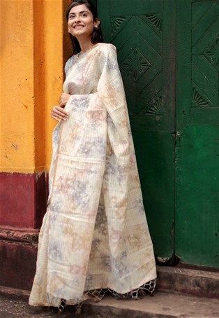 grey organza silk designer saree