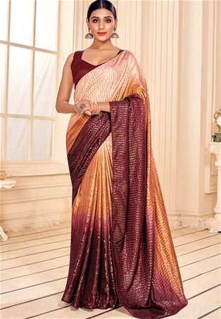 rust art silk designer sarees